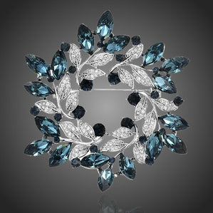 brošňa modrý kvet so zirkónmi luxusný