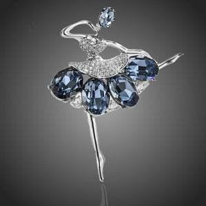 brošňa tanečnica s modrými zirkónmi