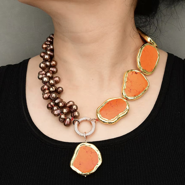 Náhrdelník Coffee riečne perly