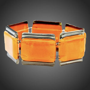 Náramok Arte sklenený oranžový s platinou skladaný