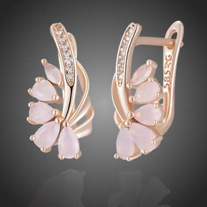 náušnice kvety ružové pozlátené