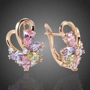 naáušnice kvety s farebnými zirkónmi