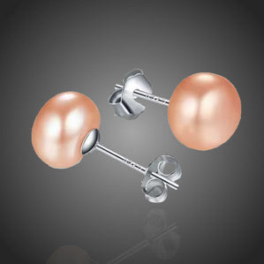 Náušnice s ružovými riečnymi perlami Bonneolla