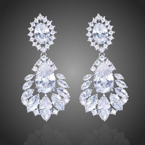 náušnice spoločenské lístky s čírymi zirkónmi