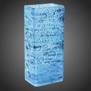 originálna váza z modrého bublinkového skla veľká hranatá