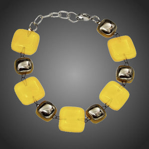 originálny náramok zo skla žltý s platinou