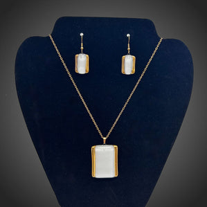 Set Arte sklenený bielo zlatý obĺžnik.