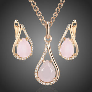 romantický dámsky set s ružovými kvapkami pozlátený