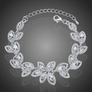 Náramok kvetový s čírymi krištálmi Santorini