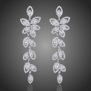 náušnice dlhé kvety spoločenská a svadobná bižutéria