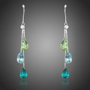 náušnice dlhé s modrými krištáľmi