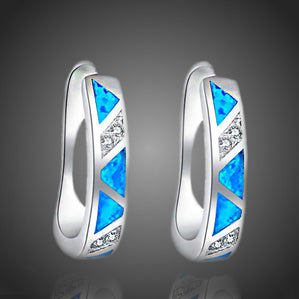 náušnice s modrým opálom polkruhy