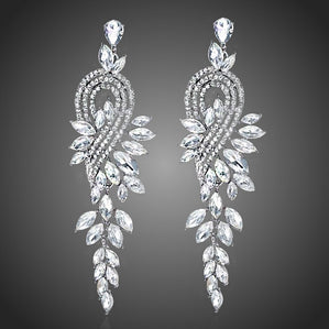Náušnice dlhé lístky s krištáľmi Lindetta