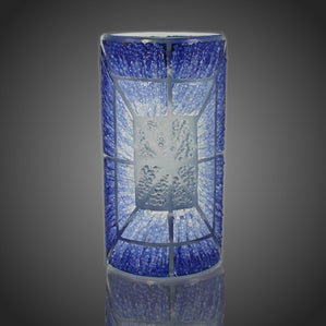 originálna váza modrá čriepkové sklo