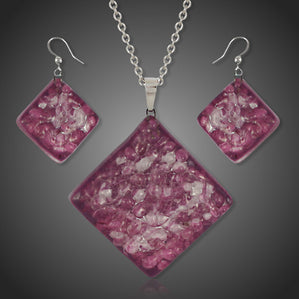 originálny set zo skla ružové čriepky