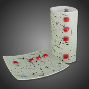 Originálna váza a misa maľovaná Creme Bordo